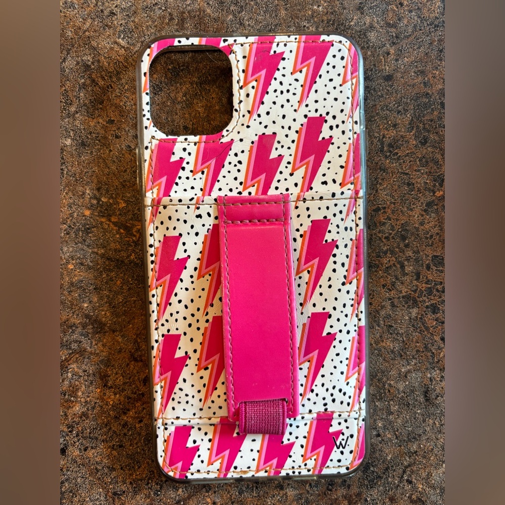 Vibrant Pink Lightning Phone Case with Stand